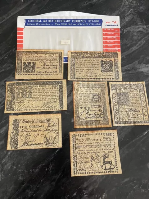 Reproduction Colonial & Revolutionary Currency Set "A"