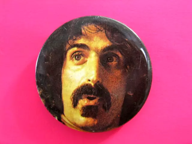 Frank Zappa Large Vintage Button Badge Pin Uk Made  Print On Tin.     62