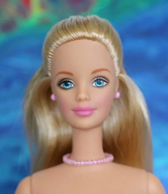 Nude Blonde Barbie Halfup Hair Sweet Mackie Face Turquoise Blue Eyes