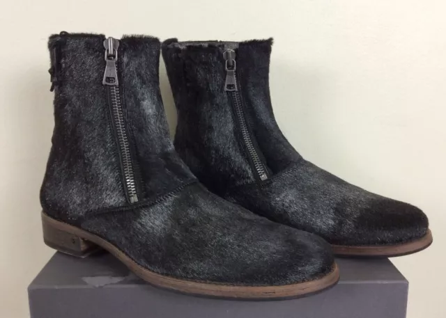 $898 John Varvatos Pony Hair Parisian Double-Zip Boots