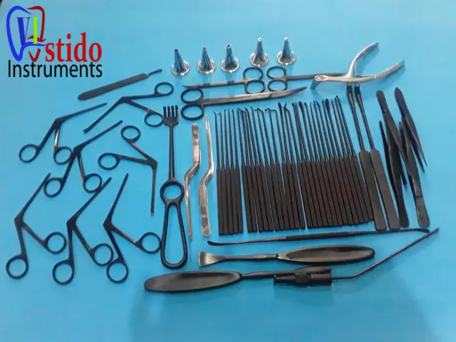 Tympanoplasty Instruments Set, Micro Ear Surgery ENT Instruments Black Coated