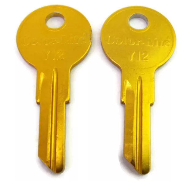 2-pcs Y12 YELLOW Anodized Aluminum Key Blanks Cole National Key ColorLite NOS