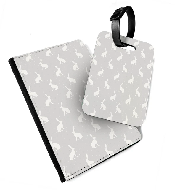 Passport Cover & Luggage Tag - Animal Print - Grey Hare - Animal Love Pet Travel