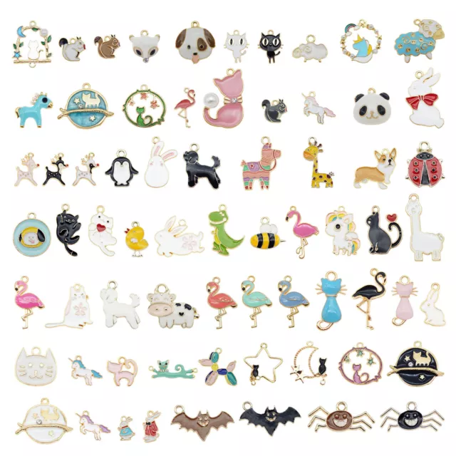 20pcs Assorted Mixed Enamel Alloy Animal Series Pendant Charms DIY Accessories