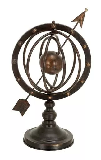 Deco 79 Glass Compass Armillary Globe, 10" x 7" x 17", Brown