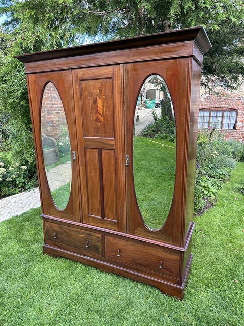Antique Edwardian Mahogany Double/Triple Wardrobe 2