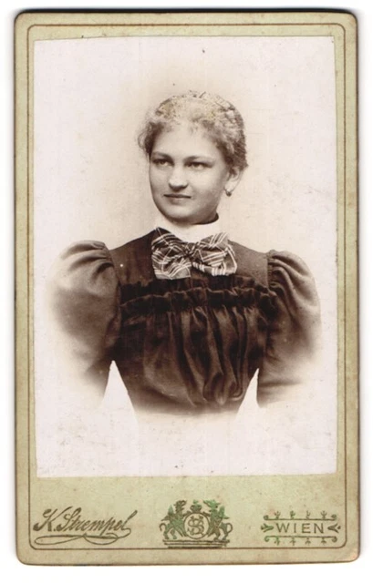 Fotografie K. Strempel, Wien, Pyrkergasse 18, Portrait einer jungen Dame im sch