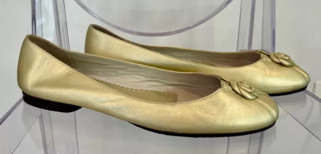 Delman Pale Metallic Gold Ballet Flats Size 8.5M