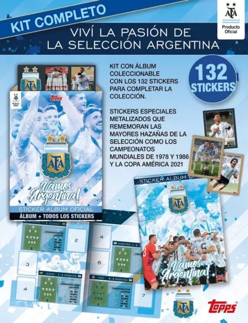 2022 Topps Vamos Argentina Album Complete 132 Stickers to Paste Sealed New