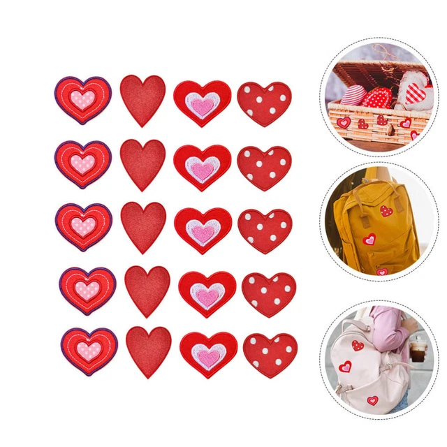 20 pz adesivi patch ricamo cuore piccola applicazione per bambini a forma di cuore
