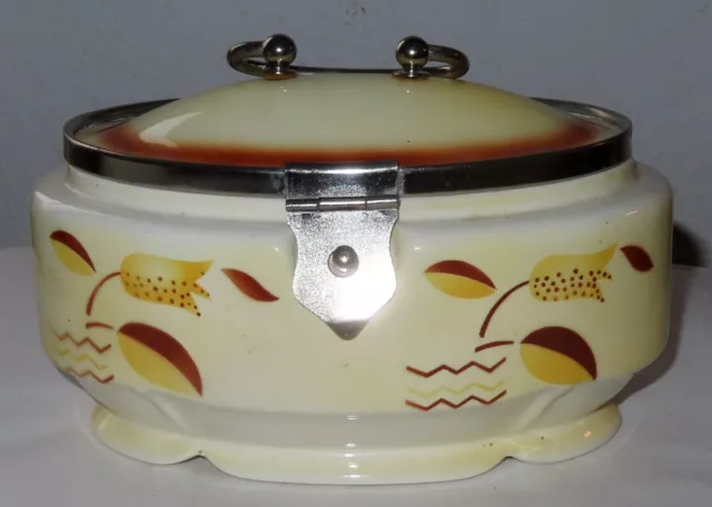 Alte Art Deco Keramik Deckeldose Keksdose Küchenbehälter um 1930/40 Spritzdekor
