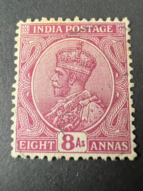 INDIA, KGV 1912 8 Annas  Stamp, Very Fine Used...........Free UK Postage