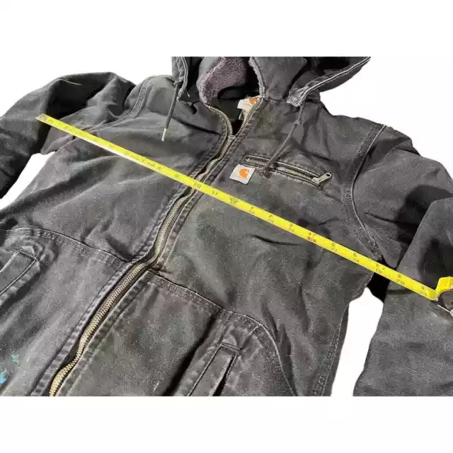 CARHARTT MEN'S HOODED Jacket Detroit S 4/6 Sherpa Lined Black Workwear ...
