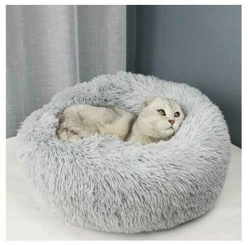 Donut Plush Bed Dog Cat Pet Calming Round Soft Warm Fluffy Kennel Sleeping Nest 9