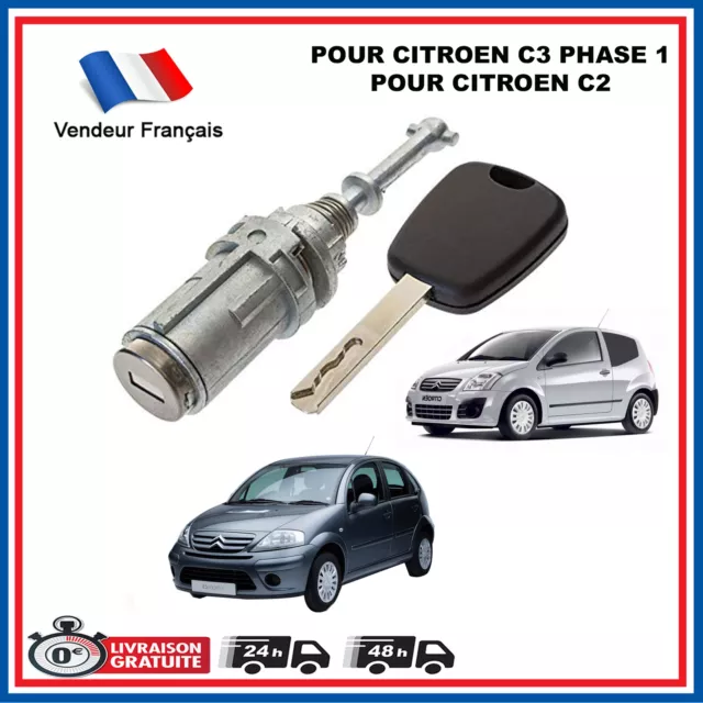 Citroen C2 C3 Barillet Serrure Porte Avant Gauche + 1 Cle