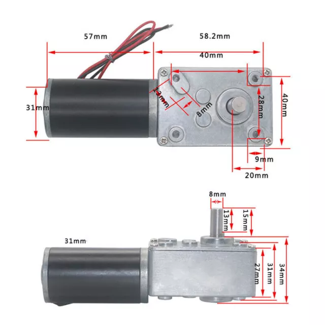 Schneckengetriebe Motor DC12V 24V Getriebemotor Selbstsichernd 7RPM-470RPM YN