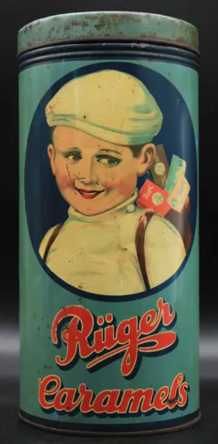 Otto Rüger Cacao Schokolade Caramels - Schöne Antike Reklame Blechdose um 1920