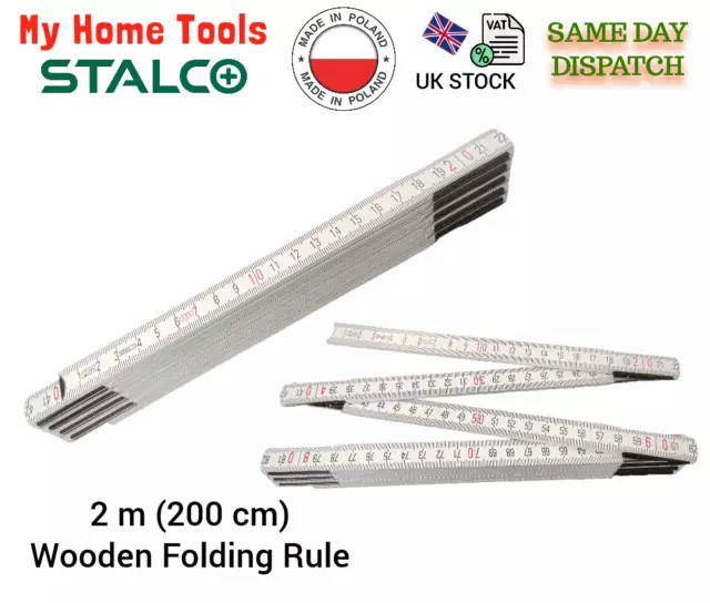 Stalco Measure wooden folding rule metric 2m / 7ft