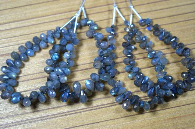 AAA Naturel Bleu Flashy Labradorite Teardrop Facettes Gemstone Perles...