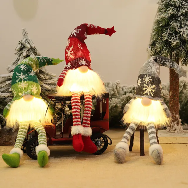 E# Glowing Gnome Christmas Faceless Doll with Light Xmas Home Decor (Green)