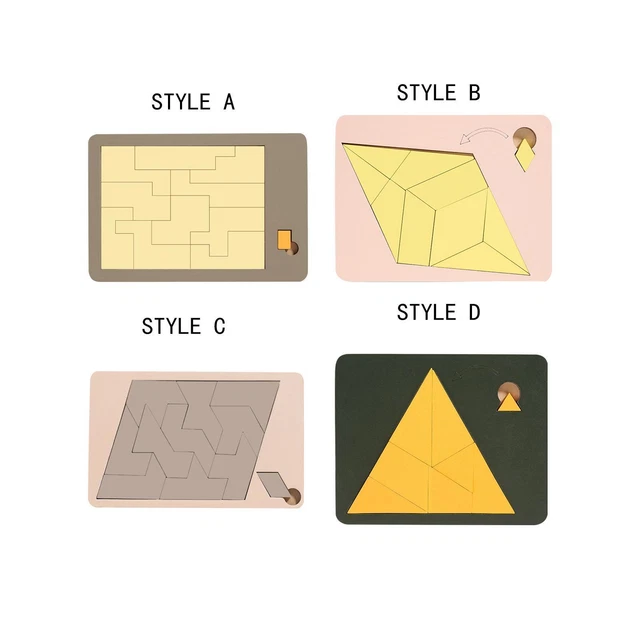 Wooden Geometric Shape Jigsaw Puzzles Board Montessori Toys Jigsaw Board Tangram