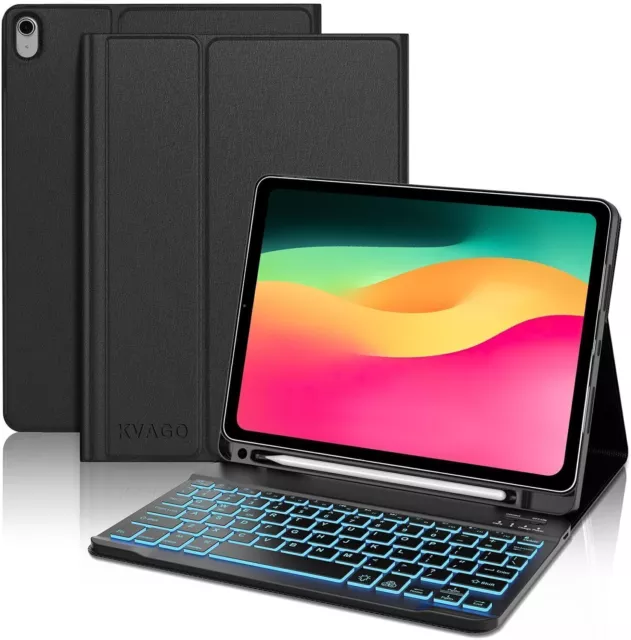 For iPad 7/8/9/10th Generation Air4 5 Pro Smart Case Cover with Backlit Keyboard