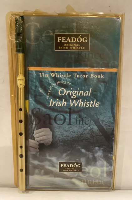 Feadog Nickel Pro Irish Tin Whistle Key of D Small Flute with Tutor Book