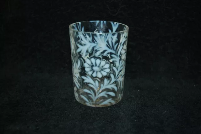 Beautiful Victorian Northwood White Opalescent Daisy & Fern Tumbler 1890'S