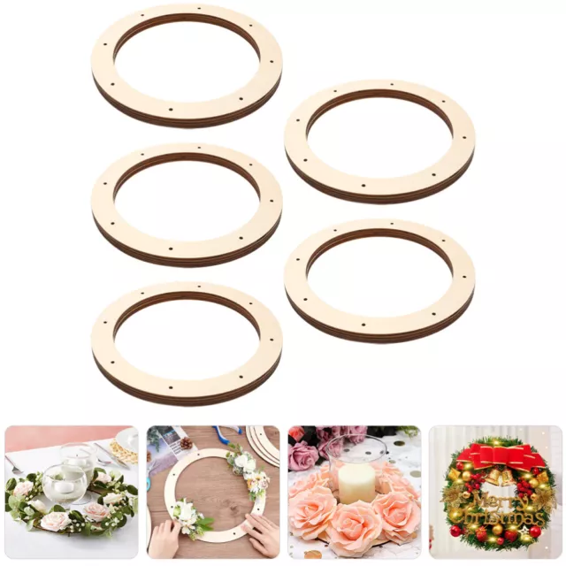 5 Wooden Wreath Rings for DIY Home Decor & Garland Making-JA