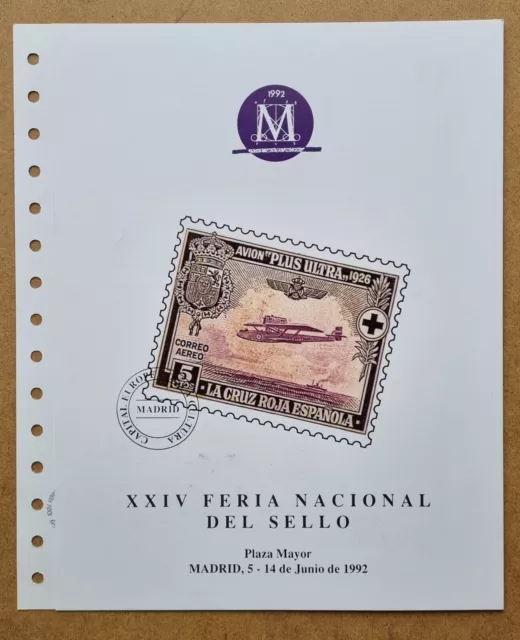 España. Documento De La Fnmt Nº 24 - Xxiv Feria Nacional Sello 1992. Matasellado