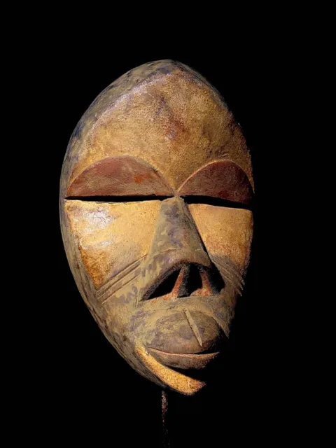 African mask antiques tribal Face vintage Wood Carved Dan Passport Mask-5685