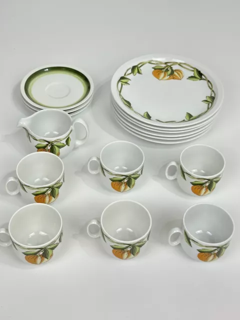 Vtg Scherzer Bavaria Germany Plates Tea Cups Saucers Cream Bowl Fruit Designs 16