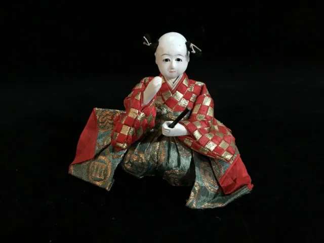 J0874 Japanese Vintage HINA Doll Statue Kimono Man Boy OKIMONO Interior