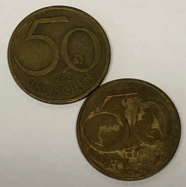 (Lot of 2) Austria 50 Groschen Coin 1965 & 1978 Second Republic