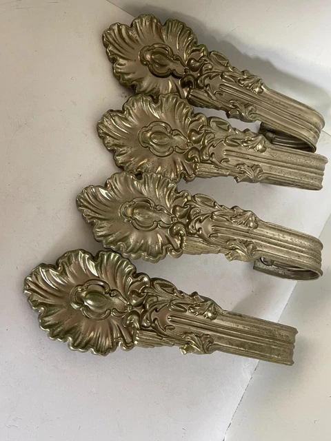 Vtg Metal Leaf Curtain Tie Backs Tin Lot of 4