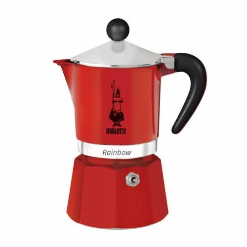 Bialetti Rainbow Caffettiera Moka 3 Tazze Rossa