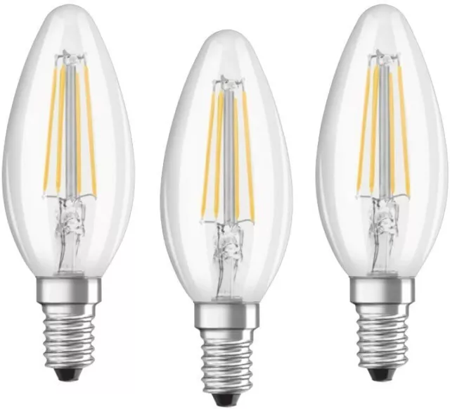 Osram LED Glühbirne E14 Kerze 4W=40W 470lm 4000K Kaltweiß Leuchtmittel [3er Set]