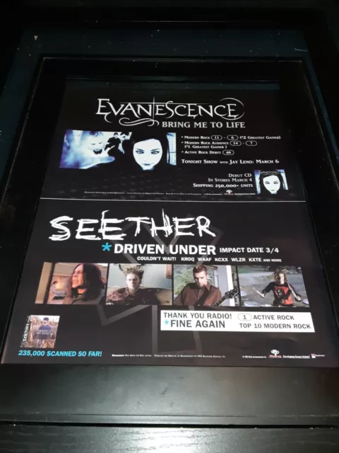 Evanescence Going Under Rare Original Radio Promo Poster Ad Framed!