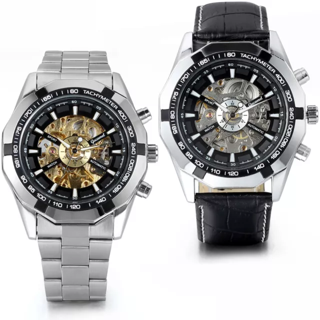 Men Luxury Stainless Steel Automatic Mechanical Wrist Watch Father's Day Gift
