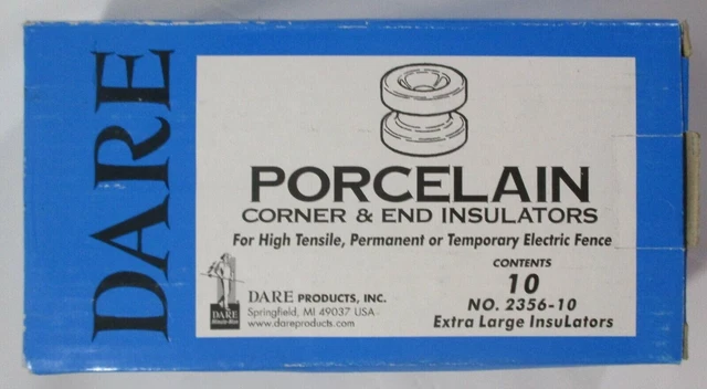 10 New HD Porcelain Corner & End Post XL Insulators Electric Fence Dare 2356-10