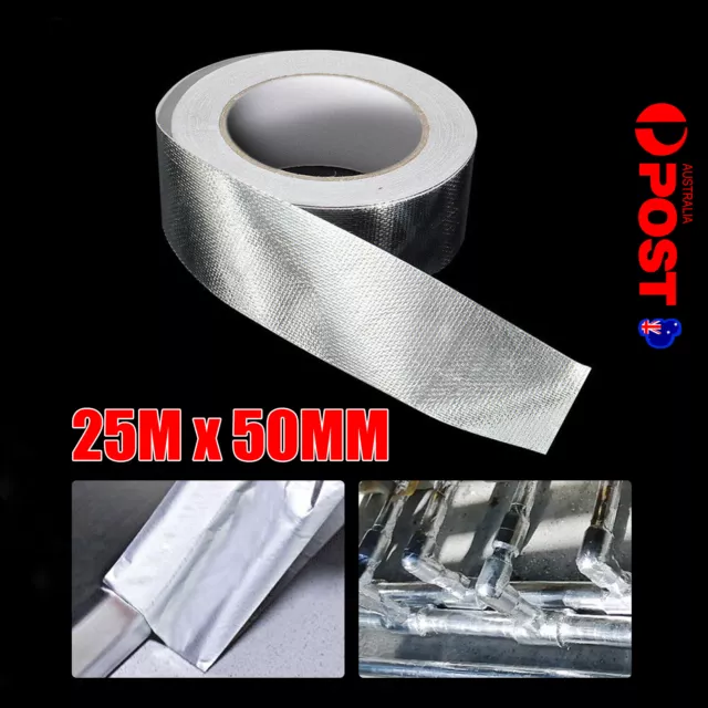 25m Aluminium Exhaust Heat Shield Wrap Tape Resistant Back Adhesive for Car Pipe