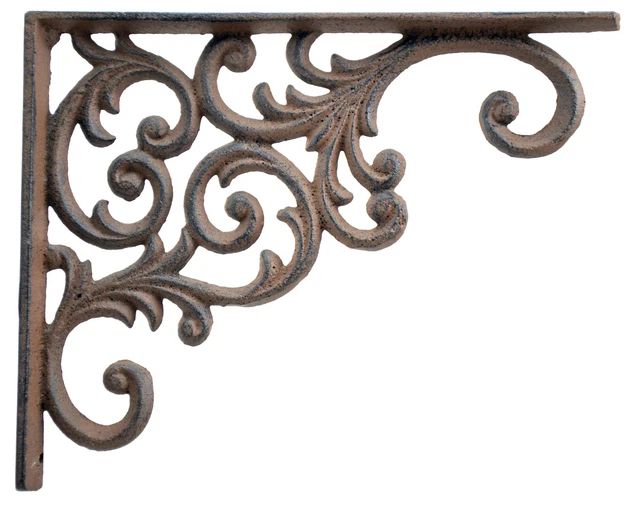 Wall Shelf Bracket Brown Cast Iron Brace Custom Shelves