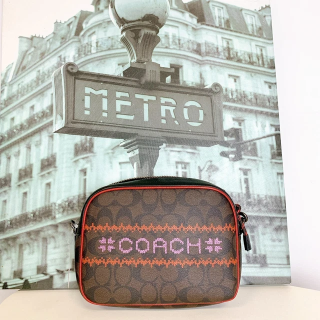 COACH C1541 DEMPSEY Camera Bag In Signature Canvas IN Brown Multi 180.