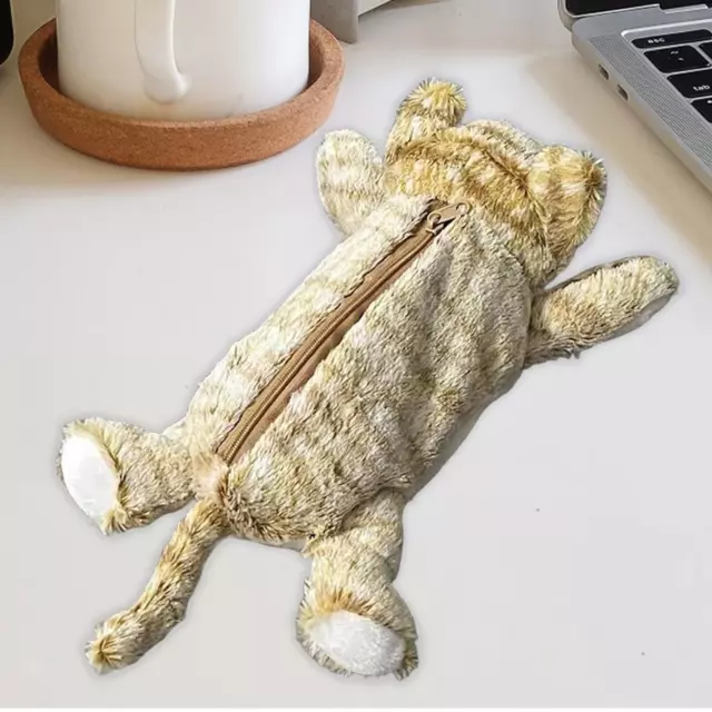 Astuccio in peluche a forma di gatto, carino sacchetto cosmetico per bambini