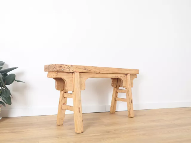 Antiker Hocker Sitzhocker Holzhocker Massivholz #M-HSB-Yd99 3