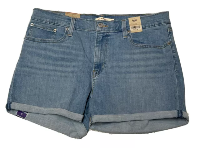 Womens Levis Mid length Rise Denim Jean Shorts Oahu Clouds Blue Size 16 33 NWT