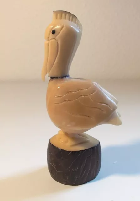 Tagua Pelican Figurine Hand Carved Unique