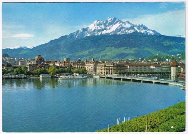Postcard Luzern Lucerne With Mt Pilatus Switzerland