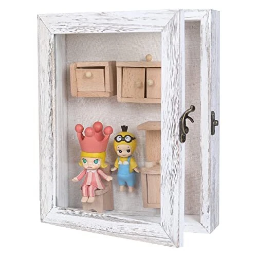 8x10 Deep Shadow Box, Hinged Shadow Box Display Size with Glass for Memory Bo...