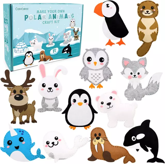 Polar Animals Sewing Kit for Kids Make Your Own Winter Polar Animals Felt Plush